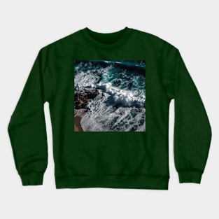 Rough sea waves white and rocks Crewneck Sweatshirt